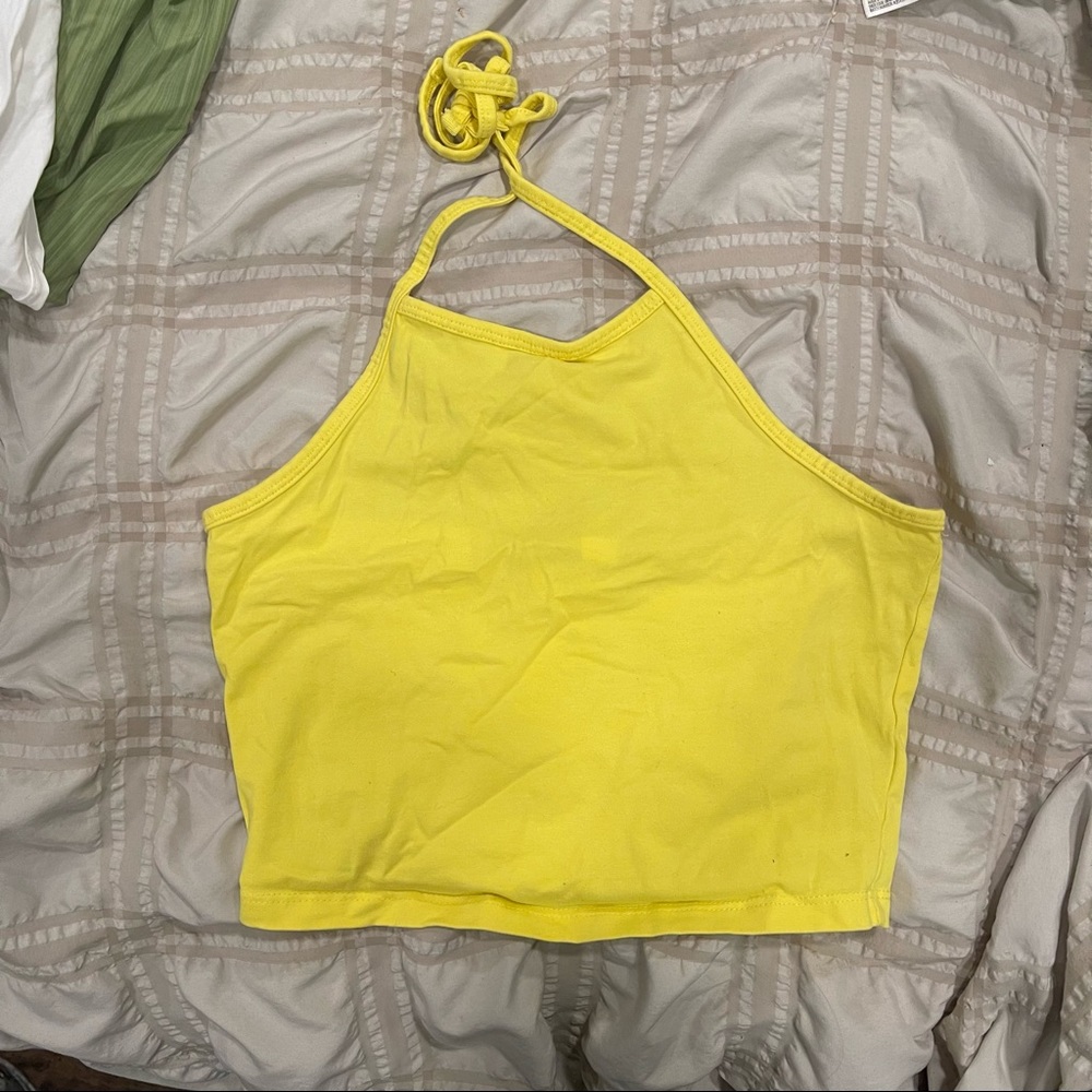 Yellow Crop Halter Top